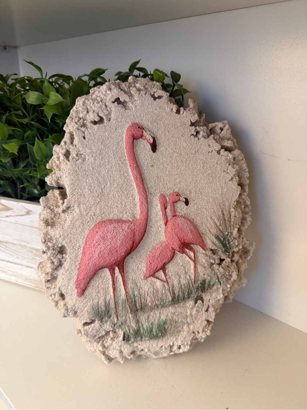 Vintage Flamingo Wall Plaque Pink Tropical Florida Coastal Kitsch Decor